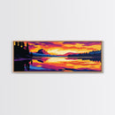 Mountain Lake, Scenic Reflection, Serene Nature, Vibrant Sunset, Framed Canvas Print, Relaxing Wall Art, Home Office Decor, Zen Art