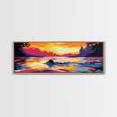 Sunset Swimmer, Water Reflection, Vibrant Wall Art, Framed Canvas Print, Living Room Decor, Modern Art, Colorful Home Accent