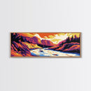 River Valley, Sunset Landscape, Vibrant Wall Art, Framed Canvas Print, Living Room Decor, Nature Scene, Western Art, Boho Style