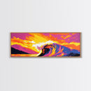 Ocean Wave, Beach Wall Art, Coastal Decor, Framed Canvas Print, Colorful Seascape, Modern Art, Surfing Gift, Vibrant Painting