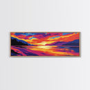 Lake Sunset, Nature Art, Scenic Wall Art, Framed Canvas Print, Vibrant Waterscape Painting, Colorful Living Room Art, Modern Coastal Decor