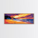 Coastal Serenity, Tropical Beach, Sunset Seascape, Framed Canvas Print, Ocean Horizon Art, Vibrant Nautical Decor, Modern Living Room Art