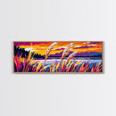 Golden Wheat Field, Sunset Grassland, Vibrant Nature, Abstract Landscape, Framed Canvas Print, Kitchen Wall Art, Modern Farmhouse