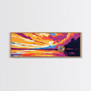Sunset Reflection, Golden Lake, Tranquil Water, Vibrant Sky, Framed Canvas Print, Living Room Decor, Colorful Nature, Serene Art