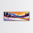 Alpine Valley, Winter, Snow, Framed Canvas Print, Mountain Landscape, Nature Lover Gift, Scenic Winter Painting, Christmas Wall Art