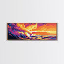 Fiery Wave, Ocean Surf Print, Beach Wall Art, Coastal Sunset, Canvas Print, Vibrant Seascape, Nautical Decor, Surfer Gift, Office Art