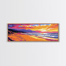 Golden Beach, Vibrant Sunset Print, Ocean Landscape, Seaside Home Decor, Canvas Print, Living Room Art, Warm Colors, Relaxing Scene