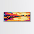 Driftwood Sunset, Nature Art, Rustic Wall Decor, Vibrant Landscape, Framed Canvas Print, Serene Seascape, Lake House, Bold Colors