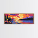 River Sunset, pine forest, mountain landscape, nature decor, cabin retreat, Fall Wall Art, Canvas Print, Framed Canvas Print