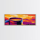 Coffee Mug Sunset, Warm Tones Wall Art, Rustic Kitchen Art, Cozy Coffee Lover Gift, Framed Canvas Print, Autumn Home Decor