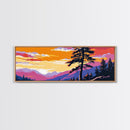 Lone Pine Tree, Mountain Sunset Art, Tranquil Nature Scene, Rustic Lodge Wall Art, Framed Canvas Print, Cozy Cabin Decor