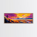 Golden Field Horizon, Scenic Countryside Art, Vibrant Sunset Landscape, Rustic Fall Decor, Framed Canvas Print, Cozy Home Wall Art