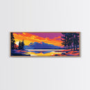 Mountain Lake, Forest Reflection, Serene Nature, Canvas Print, Adventure Wall Art, Cabin Decor, Wilderness Landscape, Sunset Scene