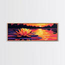 Water Lily, Tranquil Lake, Framed Canvas Print, Serene Nature Art, Zen Wall Decor, Sunset Reflection, Large Artwork, Bathroom Wall Art