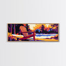 Adirondack Chair, Lake Sunset, Autumn Art, Framed Canvas Print, Cozy Cabin Wall Art, Rustic Home Decor, Warm Tones, Nature Painting