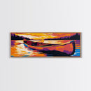 Canoe Journey, Sunset Waters, Relaxing Nature Scene, Canvas Print, Cozy Lodge Wall Art, Rustic Decor, Peaceful Lakehouse Art