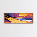 Beach Sunset, Coastal Vibes, Ocean Landscape, Tropical Wall Art, Vibrant Seascape, Framed Canvas Print, Living Room Wall Decor