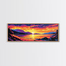 Mountain Lake, Vibrant Sunset, Serene Water, Canvas Print, Relaxing Wall Art, Nature Painting, Bedroom Art, Cabin Aesthetic, Gift Idea