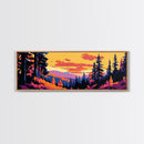 Pine Tree Landscape, Autumn Wilderness Art, Cozy Nature Decor, Warm Sunset Tones, Rustic Cabin Accent, Woodland Aesthetic, Canvas Print