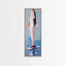 Fish, Water, Minimalist Art, Ocean, Coastal Decor, Marine Life, Blue, White, Kitchen Wall Art, Framed Canvas Print