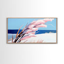 Beach Grass Art, Coastal Sand Dunes, Ocean Breeze Painting, Seaside Nature Print, Nautical Wall Decor, Framed Canvas Print