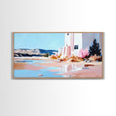 Desert Landscape, White House, Pink Trees, Canvas Print, Modern Southwest Art, Living Room Wall Art, Warm Earthy Tones, Minimalist Nature