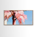 Palm Elegance, Tropical Breeze, Soft Pink Sky, Canvas Print, Coastal Wall Art, Boho Aesthetic, Summer Vibes, Bedroom or Office Decor