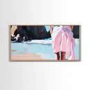 Pink Shoreline, Coastal Escape, Framed Canvas Print, Minimalist Seascape, Pastel Art, Beach House Decor, Serene Wall Art, Bedroom