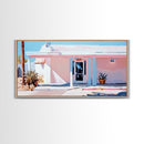 Pink Desert, Midcentury House, Southwest Art, Boho Wall Decor, Modern Pastel Painting, Framed Canvas Print, Minimalist Home Decor