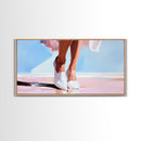 Elegant Walk, Feminine Art, Framed Canvas Print, Minimalist Painting, Pastel Tones, Chic Home Decor, Bedroom Wall Art