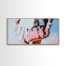Beach Chic, Boho Fashion, Framed Canvas Print, Coastal Wall Art, Feminine Aesthetic, Pastel Painting, Modern Home Decor
