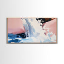 Waterfall, Abstract, Modern, Framed Canvas Print, Nature Wall Art, Minimalist Art, Bedroom Decor, Coastal Art, Blue and White Painting