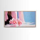 Floral, Waterfall, Soft Pink, Framed Canvas Print, Living Room Wall Art, Boho Art, Nature Artwork, Elegant Painting, Serene Home Decor