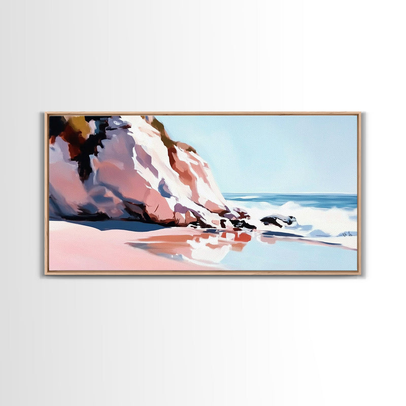 Coastal Cliffs, Ocean Waves, Beach Landscape, Wall Art, Canvas Print, Living Room Art, Modern Seascape, Blue Wall Decor, Nautical Art