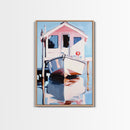 Boat Dock, Harbor Scene, Nautical Home Art, Coastal Wall Decor, Framed Canvas Print, Minimalist Beach Art, Modern Painting, Boho Art