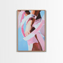 Pink Ribbon, Female Décor, Framed Canvas Print, Cabin Wall Art, Farmhouse Home Decor, Cozy Living Room Art