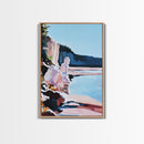 Lake Reflection Art, Nature Landscape, Abstract Water Scene, Framed Canvas Print, Modern Wall Decor, Pastel Aesthetic, Bedroom Wall Art