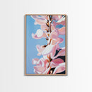 Magnolia Blossom, Pink Flowers, Botanical Wall Art, Minimalist Floral, Framed Canvas Print, Spring Aesthetic, Bedroom Decor, Nature Art