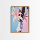 Female, Floral Cowboy Style, Western Chic Decor, Trendy Aesthetic Art, Fashionable Wall Art, Pink Pastel Tones, Canvas Print