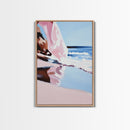 Flowing Waves, Dreamy Ocean Art, Framed Canvas Print, Abstract Beach Landscape, Soft Pastel Seascape, Coastal Serenity, Modern Decor