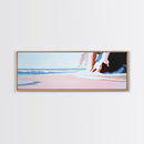 Ocean Waves, Beach Life Art, Tranquil Seascape, Minimalist Coastal Vibe, Framed Canvas Print, Living Room Accent, Serene Blue Decor