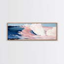 Ocean Waves, Pink and Blue, Coastal Wall Art, Minimalist Beach Print, Modern Home Decor, Surfer Vibes, Canvas Print, Serene Seascape