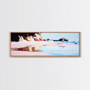 Serene Beach Walk, Peaceful Ocean Art, Coastal Wall Decor, Minimalist Framed Canvas Print, Pastel Seascape, Relaxing Bedroom Artwork