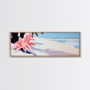 Tropical Beach, Palm Shadow, Minimalist Art, Coastal Wall Art, Summer Aesthetic, Framed Canvas Print, Living Room Art, Boho Beach Decor