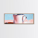 Enamel Mug Painting, Rustic Kitchen Art, Pastel Coffee Print, Still Life, Large Canvas Print, Modern Home Decor, Cozy Wall Art