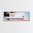 White Bench, Beach Art, Coastal Wall Decor, Minimalist Painting, Serene Landscape, Relaxing Art, Living Room, Canvas Print