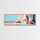 Bride by Cliffs, Wedding Wall Art, Coastal Painting, Feminine Seascape, Elegant Home Decor, Framed Canvas Print, Bedroom Aesthetic