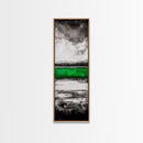 Green Lake, Moody Sky, Reflection, Framed Canvas Print, Minimalist Landscape, Monochrome Art, Office Decor, Nature Inspired Wall Art