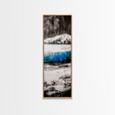 Mountain Reflection, Blue Lake Art, Nature Canvas Print, Black White Wall Art, Landscape Painting, Large Artwork, Minimalist Decor