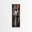 Loon on a Post, Nature Wildlife Art, Rustic Lake House Decor, Canvas Print, Black and White Bird Art, Minimalist Nature Wall Decor